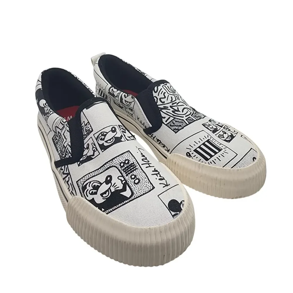 New Kieth Haring x Disney Sneaker Collab Mickey Mouse Big Kids Sz 2 H&M Ltd Ed